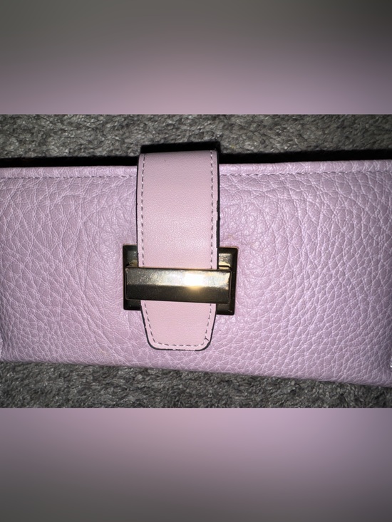 Handbags - Blush Pink/Violet Vegan Leather Zip Wallet with Gold Hardware